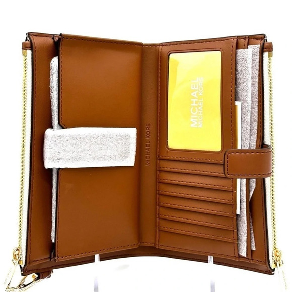 Michael Kors Double Zip Wallet Wristlet Vanilla Leather - Picture 6 of 7